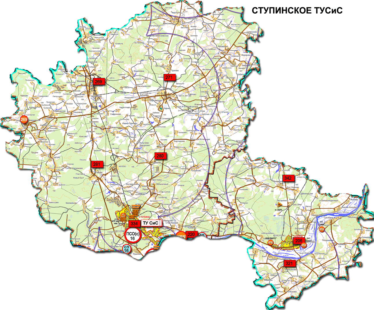 Карта ступинского района московской области с населенными пунктами